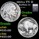 1913-s TY II Buffalo Nickel 5c Graded vf25 BY SEGS