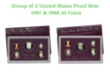 Group of 2 United States Mint Proof Sets 1987-1988 10 coins