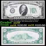 1928B $10 Bright Green Seal Federal Reserve Note (Cleveland, OH) Redeemable In Gold Grades Choice AU