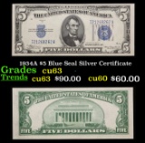 1934A $5 Blue Seal Silver Certificate Grades Select CU