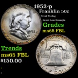 1952-p Franklin Half Dollar 50c Graded GEM Unc FBL