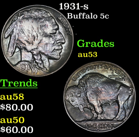 1931-s Buffalo Nickel 5c Grades Select AU