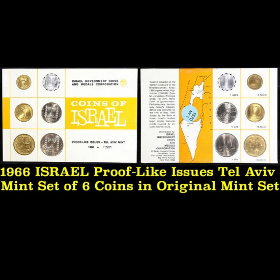 1966 ISRAEL Proof-Like Issues Tel Aviv Mint Set of 6 Coins in Original Mint Set.