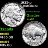 1935-p Buffalo Nickel 5c Grades GEM Unc