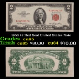 1953 $2 Red Seal United States Note Grades Gem CU