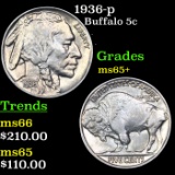 1936-p Buffalo Nickel 5c Grades GEM+ Unc