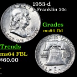 1953-d Franklin Half Dollar 50c Grades Choice Unc FBL