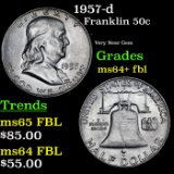 1957-d Franklin Half Dollar 50c Grades Choice Unc+ FBL