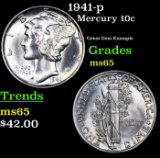 1941-p Mercury Dime 10c Grades GEM Unc