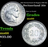 1962 Switzerland 20 Rappen KM-29a Grades GEM+ Unc