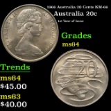 1966 Australia 20 Cents KM-66 Grades Choice Unc