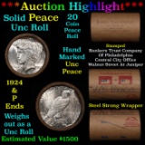 ***Auction Highlight*** Solid Uncirculated Peace silver dollar roll 1924 & P Ends, 20 coins (fc)