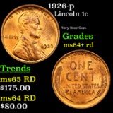 1926-p Lincoln Cent 1c Grades Choice+ Unc RD