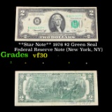 **Star Note** 1976 $2 Green Seal Federal Reserve Note (New York, NY) Grades vf++