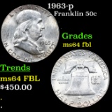 1963-p Franklin Half Dollar 50c Grades Choice Unc FBL