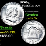 1950-p Franklin Half Dollar 50c Grades GEM FBL