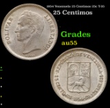 1954 Venezuela 25 Centimos 25c Y-35 Grades Choice AU