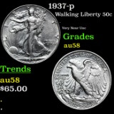 1937-p Walking Liberty Half Dollar 50c Grades Choice AU/BU Slider