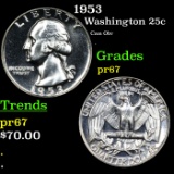 Proof 1953 Washington Quarter 25c Grades GEM++ Proof