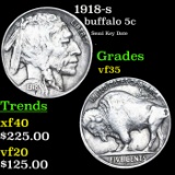 1918-s Buffalo Nickel 5c Grades vf++