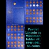 Partial Lincoln 1c Whitman folder #2, 1941-1961, 55 coins.