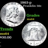 1963-p Franklin Half Dollar 50c Grades Choice Unc