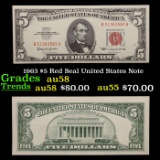 1963 $5 Red Seal United States Note Grades Choice AU/BU Slider