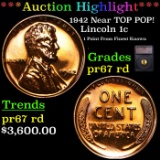 Proof ***Auction Highlight*** 1942 Lincoln Cent Near TOP POP! 1c Graded pr67 rd By SEGS (fc)