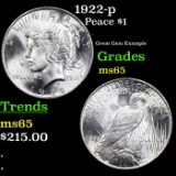 1922-p Peace Dollar $1 Grades GEM Unc