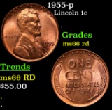 1955-p Lincoln Cent 1c Grades GEM+ Unc RD