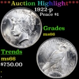 ***Auction Highlight*** 1922-p Peace Dollar $1 Graded ms66 BY SEGS (fc)