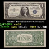 1957B $1 Blue Seal Silver Certificate Grades Gem CU