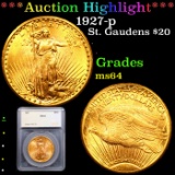 ***Auction Highlight*** 1927-p Gold St. Gaudens Double Eagle $20 Graded ms64 By SEGS (fc)