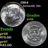 Proof 1964 Kennedy Half Dollar 50c Grades GEM++ Proof