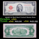 1928D $2 Red Seal United States Note Grades vf+