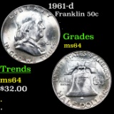 1961-d Franklin Half Dollar 50c Grades Choice Unc