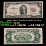 1953 $2 Red Seal United States Note Grades Gem CU