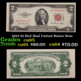 1953 $2 Red Seal United States Note Grades Gem CU