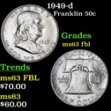 1949-d Franklin Half Dollar 50c Grades Select Unc FBL