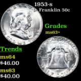 1953-s Franklin Half Dollar 50c Grades Select+ Unc