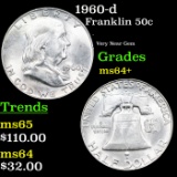 1960-d Franklin Half Dollar 50c Grades Choice+ Unc