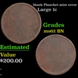 blank Planchet Large Cent 1c mint error Grades Select Unc BN