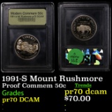 Proof 1991-S Mount Rushmore Modern Commem Half Dollar 50c Graded GEM++ Proof Deep Cameo By USCG