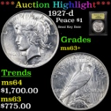 ***Auction Highlight*** 1927-d Peace Dollar $1 Graded Select+ Unc By USCG (fc)