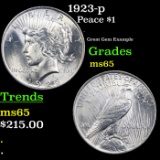 1923-p Peace Dollar $1 Grades GEM Unc