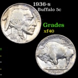 1936-s Buffalo Nickel 5c Grades xf