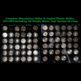 Complete! Eisenhower Dollar $1 Capital Plastic Holder, 1971-1978 Including All Proofs, Silver, And V