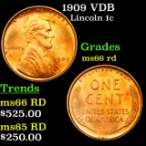 1909 VDB Lincoln Cent 1c Grades GEM+ Unc RD