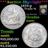 ***Auction Highlight*** 1876-p Trade Dollar $1 Graded Choice+ Unc BY USCG (fc)