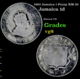 1903 Jamaica 1 Penny KM-20 Grades vg, very good